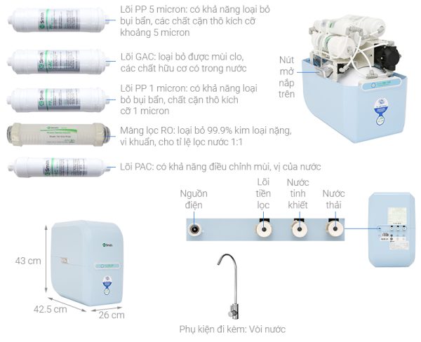 Máy lọc nước RO AOSmith M2 5 lõi