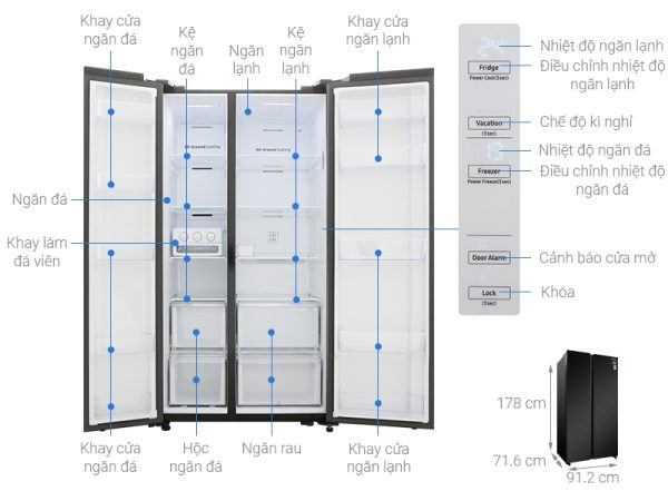 Tủ lạnh Samsung Inverter 655 lít Side By Side RS62R5001B4/SV