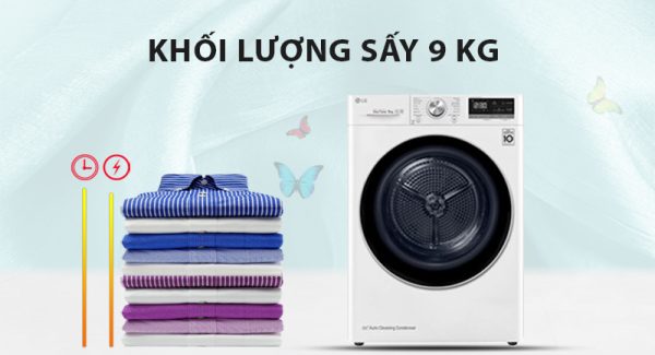 Máy sấy bơm nhiệt LG 9 kg DVHP09W
