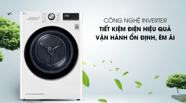 Máy sấy bơm nhiệt LG 9 kg DVHP09W
