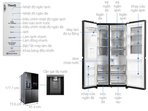 Tủ lạnh LG Inverter 635 Lít Side By Side GR-X257MC