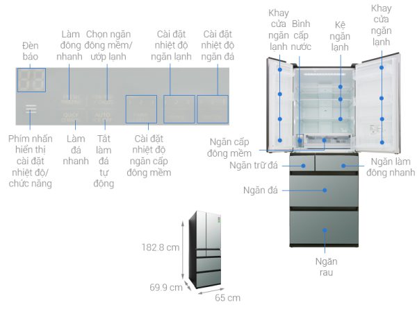 Tủ lạnh Panasonic NR-F503GT-X2  Inverter 491 lít Multi Door
