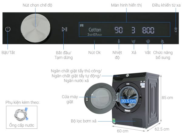 Máy giặt Samsung Inverter 10 kg WW10TP44DSBSV