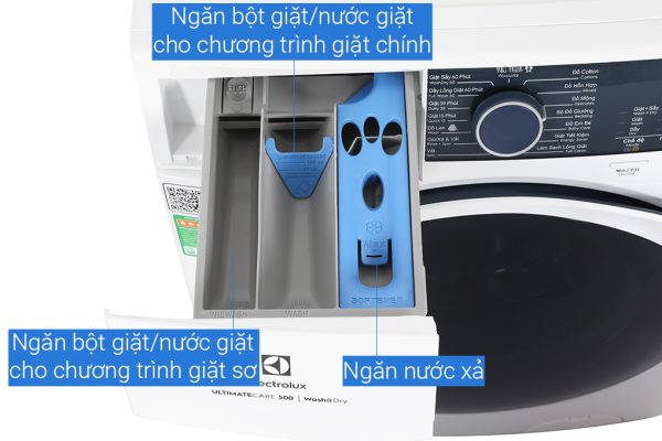 Máy giặt sấy Electrolux giặt 9 kg - sấy 6 kg EWW9024P5WB UltimateCare 500 Inverter