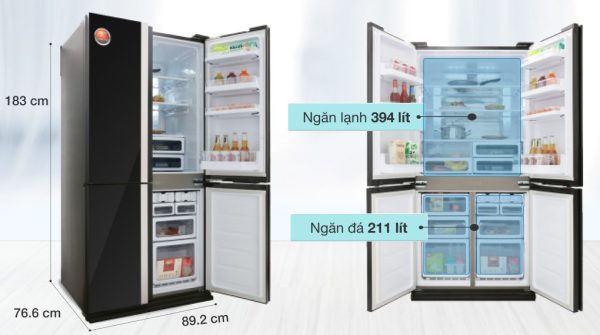 Tủ lạnh Sharp Inverter 605 lít Multi Door SJ-FX688VG-BK