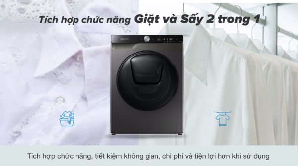 Máy giặt sấy Samsung Giặt 9.5 Kg - Sấy 6 Kg WD95T754DBX/SV Addwash Inverter