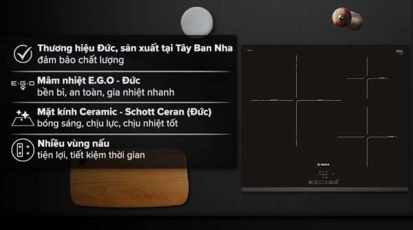 Bếp từ 3 vùng nấu lắp âm Bosch PID631BB1E