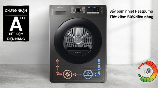 Máy sấy bơm nhiệt Samsung 9 kg DV90TA240AXSV