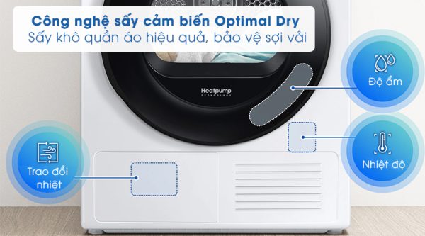 Máy sấy bơm nhiệt Samsung 9 kg DV90TA240AESV