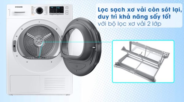 Máy sấy bơm nhiệt Samsung 9 kg DV90TA240AESV
