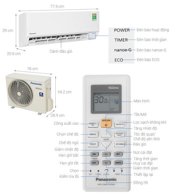 Máy lạnh Panasonic CU/CS-PU18XKH-8M Inverter 2 HP