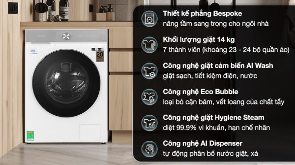 Máy giặt Samsung 14 kg WW14BB944DGHSV Bespoke AI Inverter