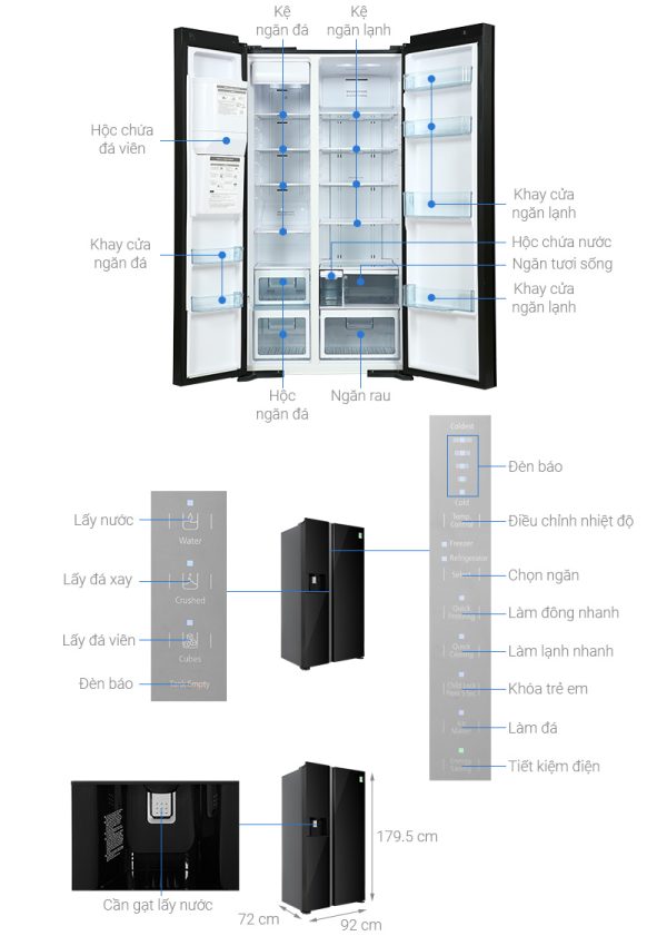 Tủ lạnh Hitachi R-SX800GPGV0 GBK Inverter 573 lít Side By Side