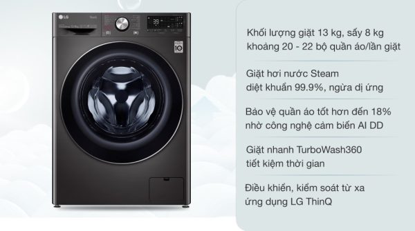 Máy giặt sấy LG FV1413H3BA Inverter giặt 13 kg - sấy 8 kg
