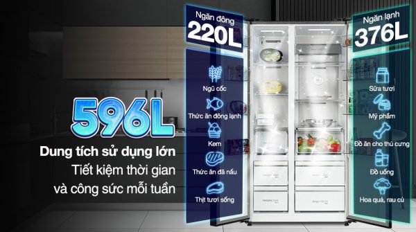 Tủ lạnh Toshiba Inverter 596 lít Side By Side GR-RS780WI-PGV(22)-XK