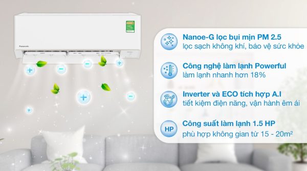 Điều hòa 2 chiều Panasonic Inverter CUCS-YZ12AKH-8 12000 BTU 2024