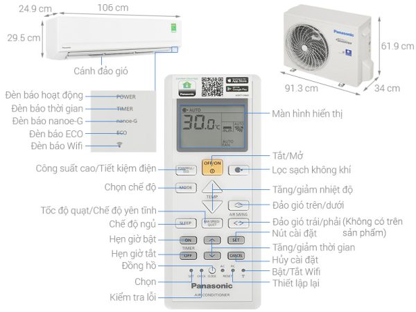 Điều hòa Panasonic Inverter CUCS-PU24AKH-8 21300 BTU 2024