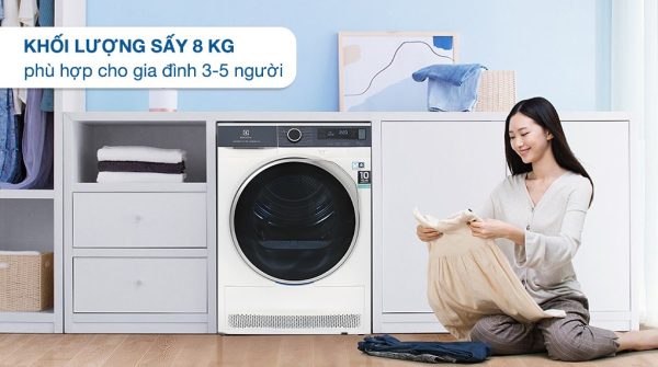 Máy sấy bơm nhiệt Electrolux 8 kg EDH803Q7WB UltimateCare
