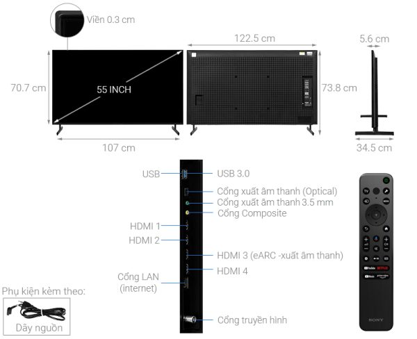 Google Tivi Sony 4K 55 inch XR-55X90L