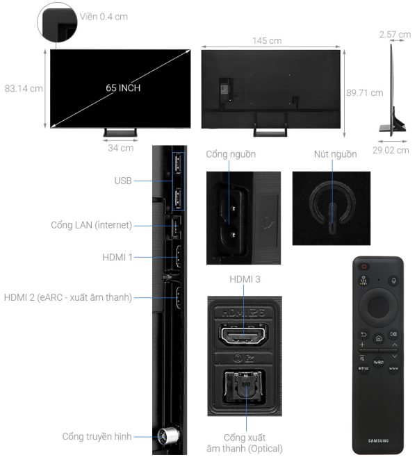 Smart Tivi QLED Samsung 4K 65 inch QA65Q60D