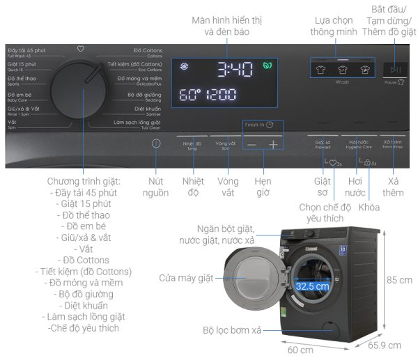 Máy giặt Electrolux 10 kg EWF1023P5SC UltimateCare 500 Inverter