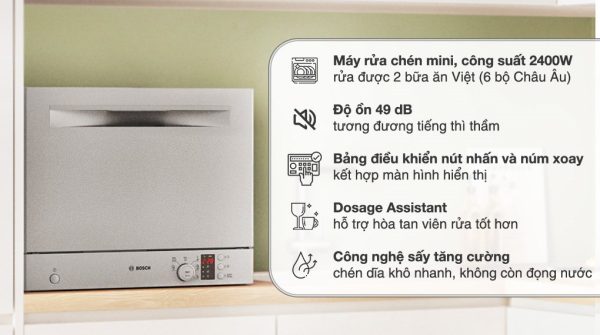 Máy rửa chén mini Bosch SKS62E38EU