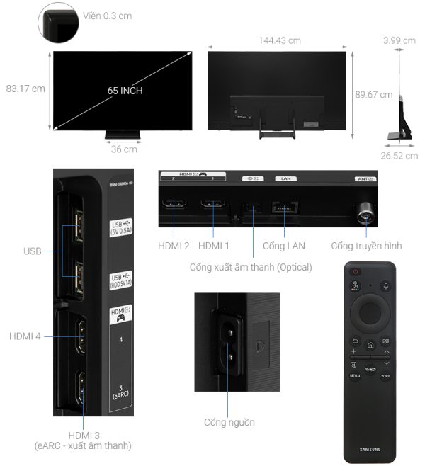 Smart Tivi OLED Samsung 4K 65 inch QA65S90D