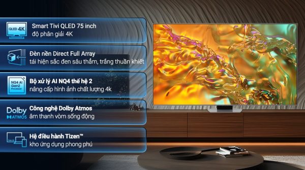 Smart Tivi QLED Samsung AI 4K 75 inch QA75Q80D