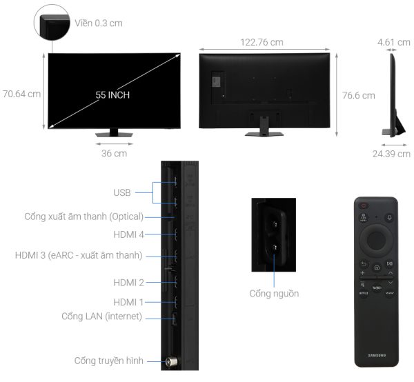 Tivi Neo QLED Samsung AI 4K 55 inch QA55QN85D