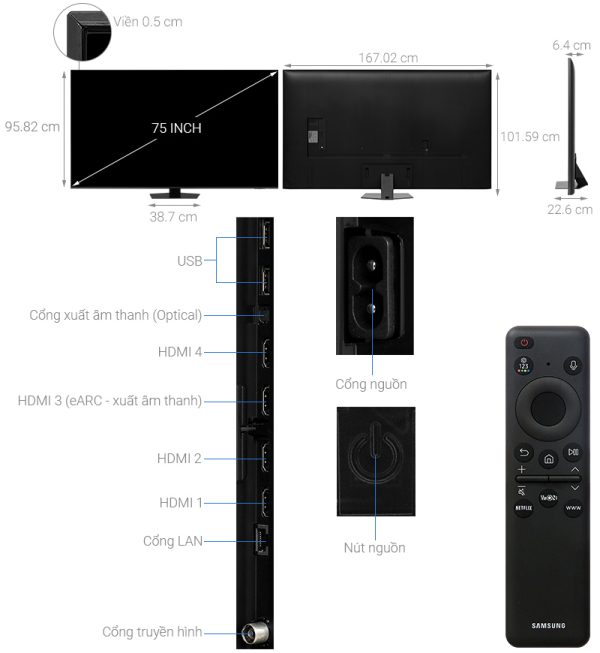 Tivi Neo QLED Samsung AI 4K 75 inch QA75QN85D