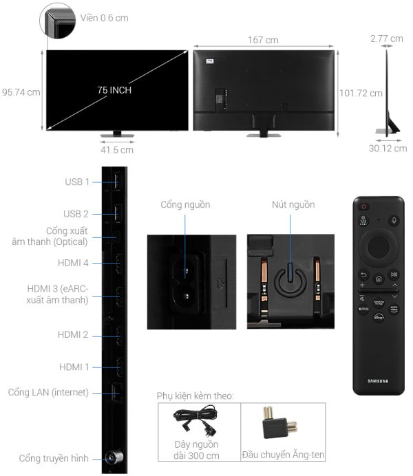 Smart Tivi Neo QLED Samsung AI 4K 75 inch QA75QN90D