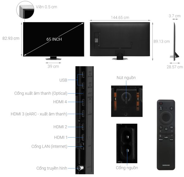 Smart Tivi QLED Samsung AI 4K 65 inch QA65Q80D