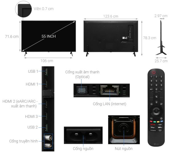 Smart Tivi QNED LG AI 4K 55 inch 55QNED80TSA